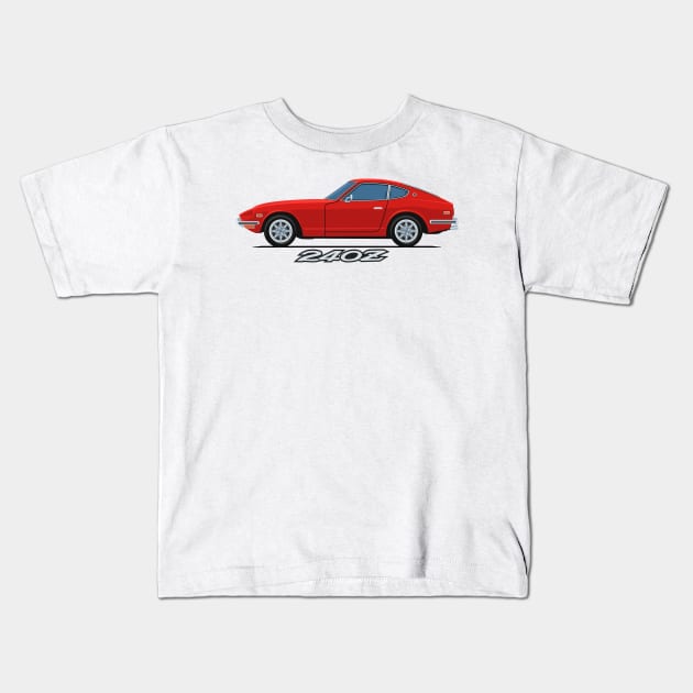 240z Fairlady classic sport coupe side red Kids T-Shirt by creative.z